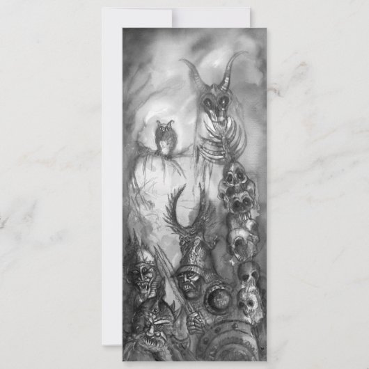 HALLOWEEN MONSTERS, ORK WAR Black White Red Invite Kaart (Voorkant)