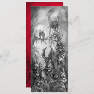 HALLOWEEN MONSTERS, ORK WAR Black White Red Invite Kaart