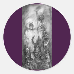 HALLOWEEN MONSTERS/ORK WAR Fantasy Ronde Sticker