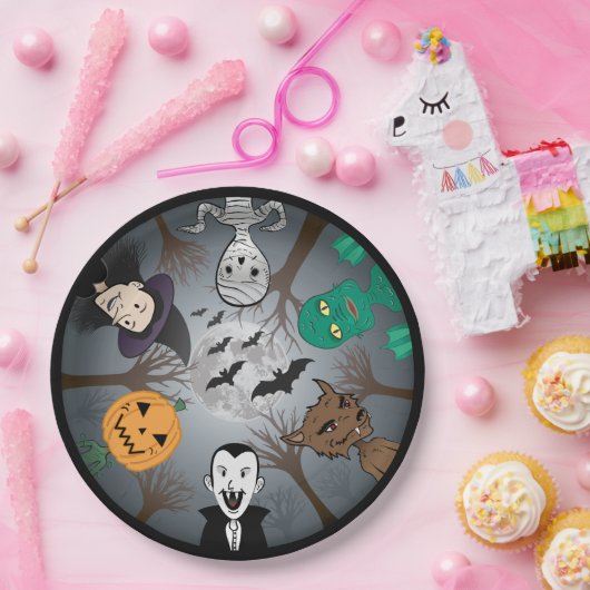 Halloween Monsters Papieren Bordje (Feest)