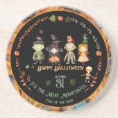 Halloween Monsters Party Sinaasappel Zandsteen Onderzetter (Voorkant)