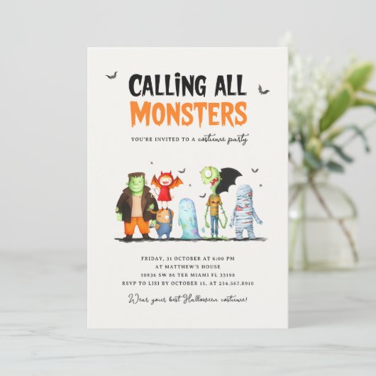 Halloween Monsters Party uitnodiging (Staand voorkant)