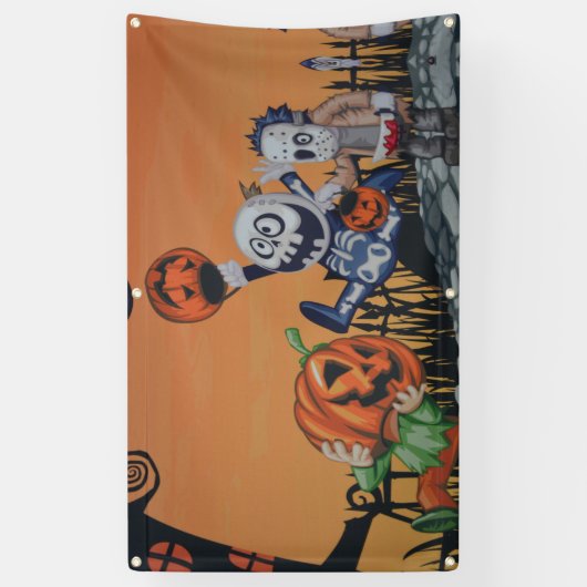 Halloween Monsters Spandoek (Verticaal)