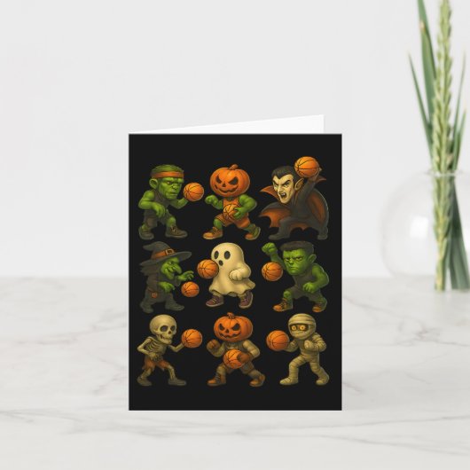 Halloween Monsters Spelen Skelet Grappige Kostuum Kaart (Voorkant)
