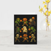 Halloween Monsters Spelen Skelet Grappige Kostuum Kaart (Gele Bloem)