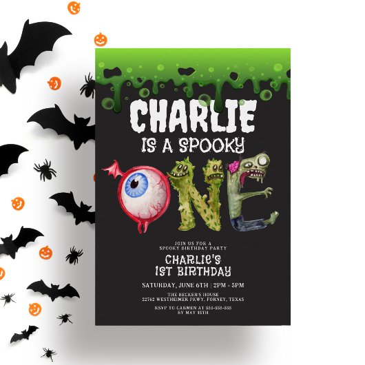 Halloween Monsters Spooktacular 1st Birthday Kaart