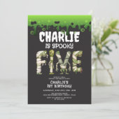Halloween Monsters Spooktacular 5th Birthday Kaart (Staand voorkant)