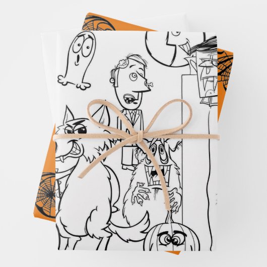 HALLOWEEN MONSTERS Verpakking Papieren Blad Set va Inpakpapier Vel (In situ)