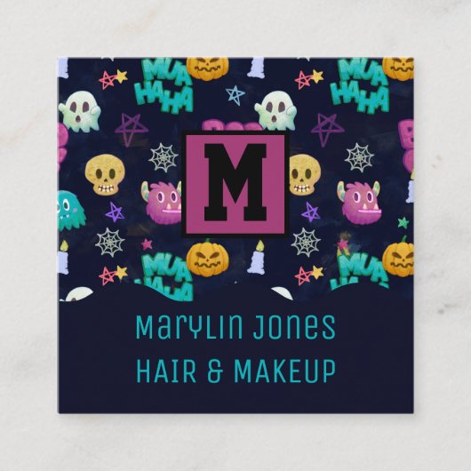 HALLOWEEN MONSTERS VIERKANTE VISITEKAARTJE (Voorkant)