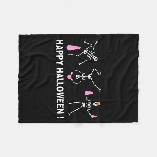 Halloween Montessori Teacher Skeleton Dancing Educ Fleece Deken (Voorkant (Horizontaal))