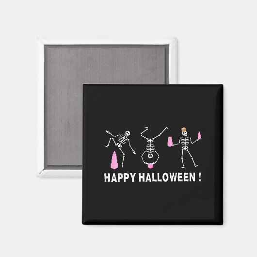 Halloween Montessori Teacher Skeleton Dancing Educ Magneet (Voorkant / Achterkant)