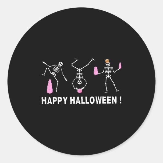 Halloween Montessori Teacher Skeleton Dancing Educ Ronde Sticker (Voorkant)