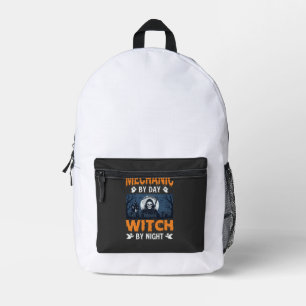 Halloween monteur overdag heks 's nachts bedrukte rugzak