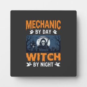 Halloween monteur overdag heks 's nachts fotoplaat