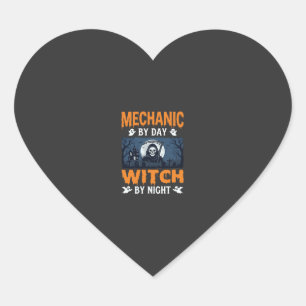 Halloween monteur overdag heks 's nachts hart sticker