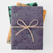 Halloween mood paars sinaasappel en turquoise inpakpapier vel (In situ)