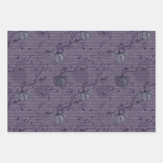 Halloween mood paars sinaasappel en turquoise inpakpapier vel (Voorkant)