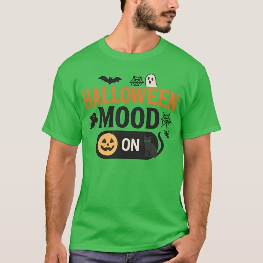 Halloween Mood Spooky Cat Design retro T-shirt (Voorkant)