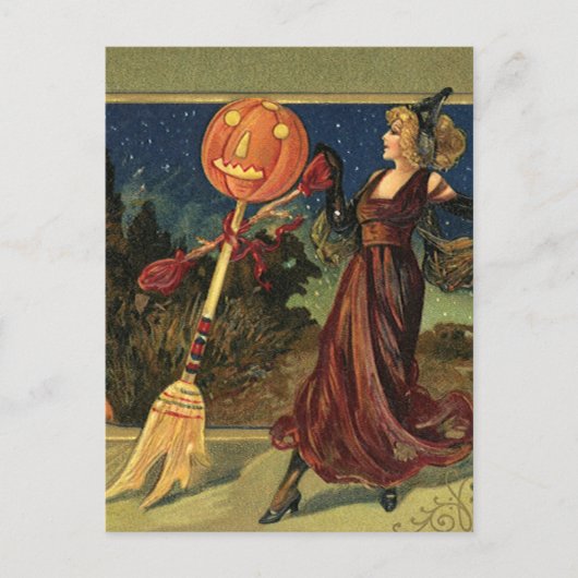 Halloween, mooie dansende heks Briefkaart (Voorkant)