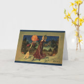  Halloween, mooie dansende heks Kaart (Gele Bloem)