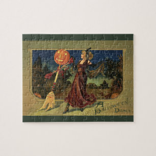 Halloween, mooie dansende heks Legpuzzel