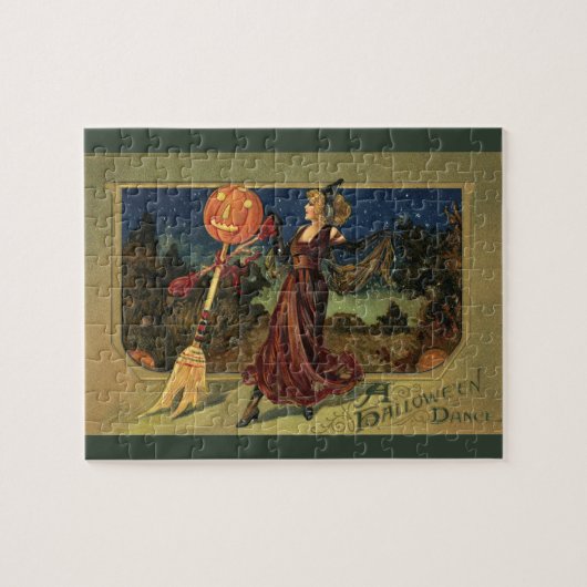 Halloween, mooie dansende heks Legpuzzel (Horizontaal)