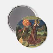 Halloween, mooie dansende heks Magneet (Voorkant / Achterkant)