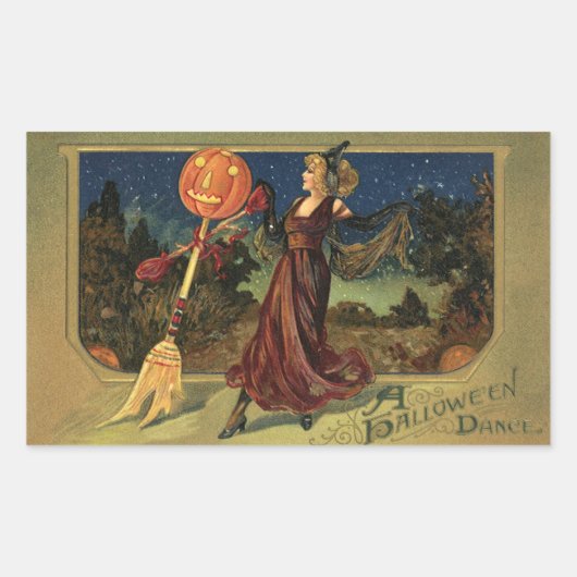  Halloween, mooie dansende heks Rechthoekige Sticker (Voorkant)