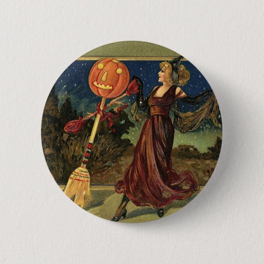 Halloween, mooie dansende heks Ronde Button 5,7 Cm (Voorkant)