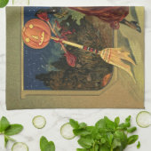 Halloween, mooie dansende heks Theedoek (Gevouwen)