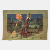 Halloween, mooie dansende heks Theedoek (Horizontaal)