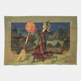  Halloween, mooie dansende heks Theedoek