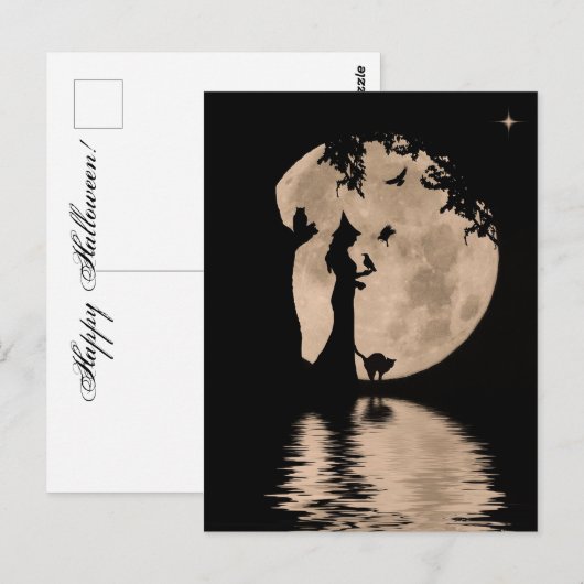 Halloween Mooie heks met familieleden Briefkaart (Voorkant / Achterkant)