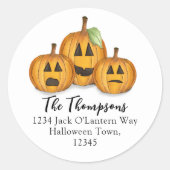 Halloween Mooie Jack O'lanterns Retouradres Ronde Sticker (Voorkant)