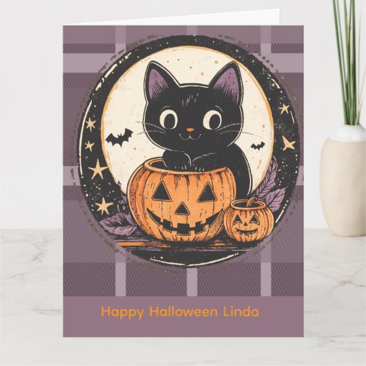Halloween Mooie Kat Herfst Kaart (Voorkant)
