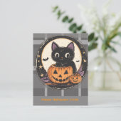 Halloween Mooie Kat Herfst Kaart (Staand voorkant)