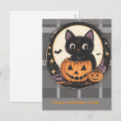 Halloween Mooie Kat Herfst Kaart (Voorkant / Achterkant)