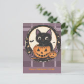 Halloween Mooie Kat Herfst Kaart (Staand voorkant)