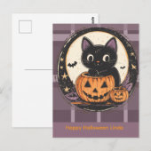 Halloween Mooie Kat Herfst Kaart (Voorkant / Achterkant)