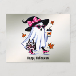 Halloween Mooie Stijlvolle Heks Geest Koffiekop Briefkaart