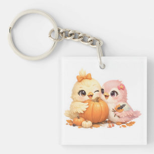 Halloween Mooie Vogel Duo Acryl Sleutelhanger