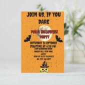 Halloween Moon & Bat en pompoen Party Uitnodiging (Staand voorkant)