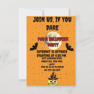Halloween Moon & Bat en pompoen Party Uitnodiging