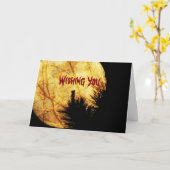 Halloween Moon Birthday Kaart (Gele Bloem)