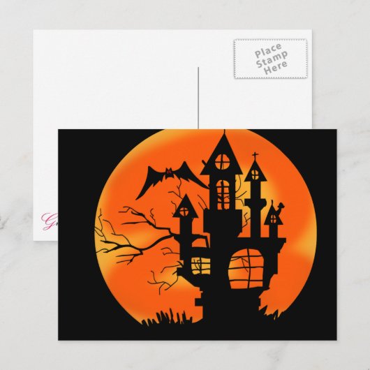 Halloween Moon Briefkaart (Voorkant / Achterkant)
