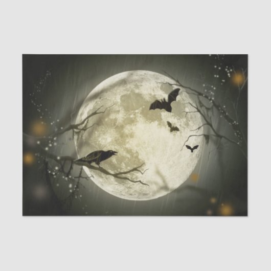 Halloween Moon Crows Night Decoupage Tissue Paper Tissuepapier (Voorkant)