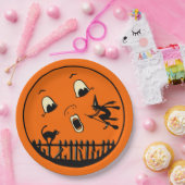 Halloween Moon design - zwarte kat & heks Papieren Bordje (Feest)