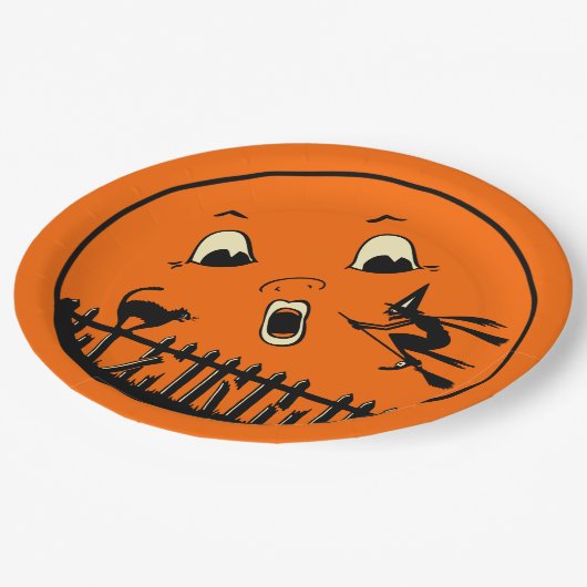 Halloween Moon  design - zwarte kat & heks Papieren Bordje (Gekanteld)
