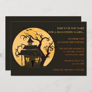 Halloween Moon en Haunted House Halloween Kaart