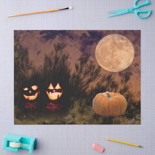 Halloween Moon en Pumpkins Decoupage Tissuepapier (Craft)
